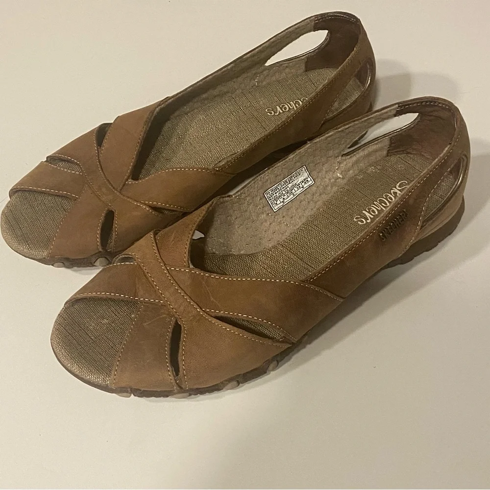 Sketchers Biker Pulsate Women’s 9 Shoes Brown‎ Leather Slip On